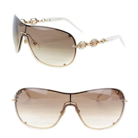 GUCCI Swarovski Crystal Marina Chain Sunglasses White